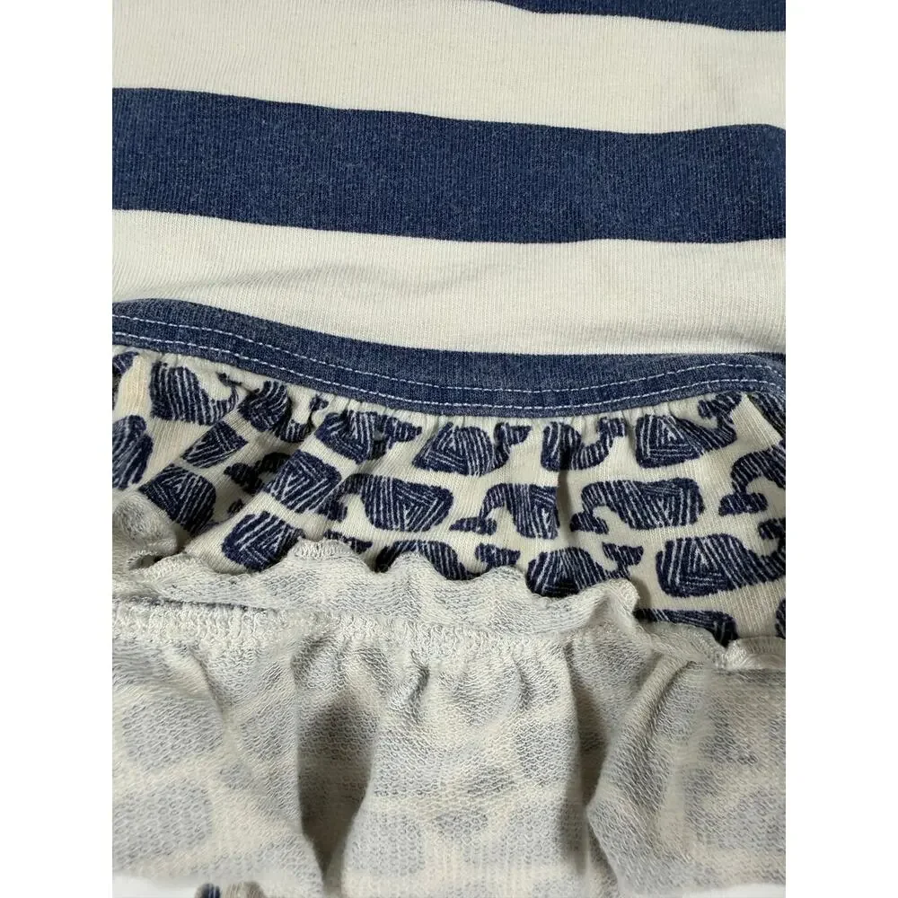 Vineyard Vines Whale Stripe Peplum Top & Whale Print Leggings Set Size 2